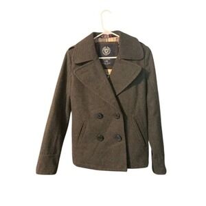 American Eagle Outfitters Women's Gray Double Breasted Wool Blend Peacoat Size S